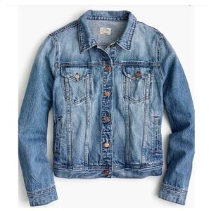 J CREW Classic Jean Denim Jacket Boyfriend Trucker XS Y2K Patriot Blue Wash